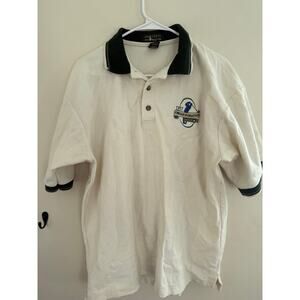 Ash City Vintage 1997 Mens Golf Polo Shirt L Cream Green Embroidered Logo